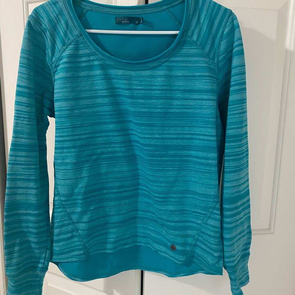Prana Teal Striped Sweatshirt